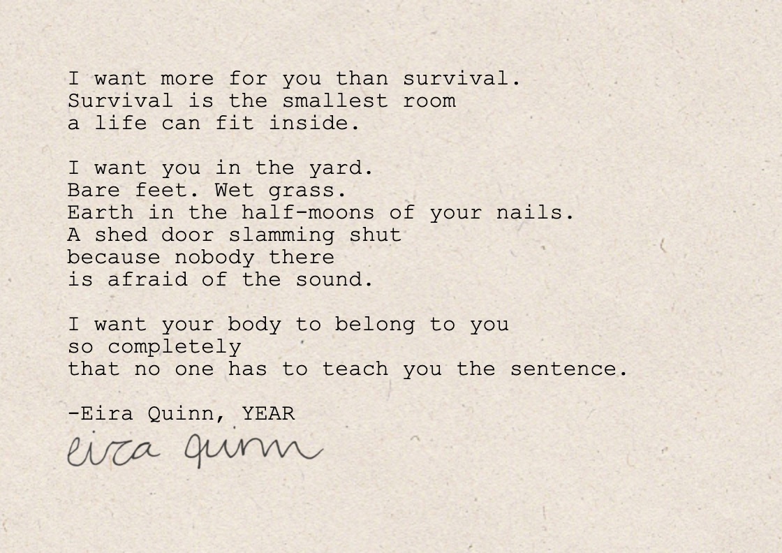 Mockup of "More Than Survival" (excerpt) hand-typed on A6 handmade paper